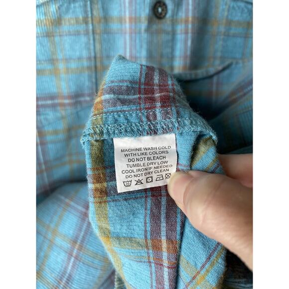 Carbon 2 Cobalt Corduroy Shirt Mens Size Large Teal Blue Plaid Outdoor Normcore - Picture 7 of 9
